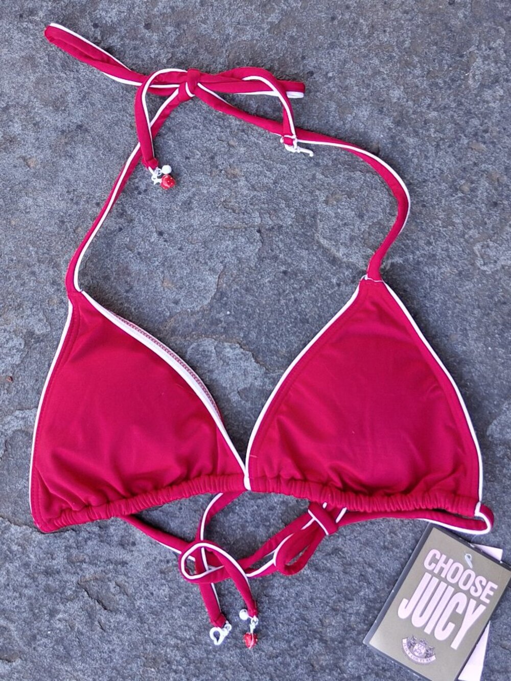 New Juicy Couture JJaipur Red Bikini Top Large $72. with tags